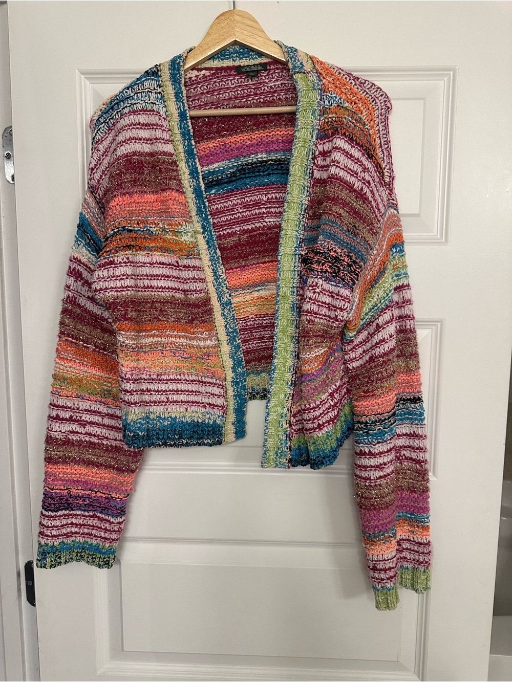 Multicolor Striped Open Cardigan Sweater